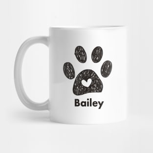 Bailey name made of hand drawn paw prints Mug